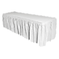 Genuine Joe Linen-Like Pleated Table Skirts, 14" x 29", White 1 thumbnail image