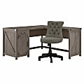 Kathy Ireland Home by Bush® Furniture Cottage Grove 60"W L Shaped Desk and Chair Set, Restored Gray, Standard Delivery