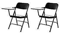 National Public Seating® 5200 Series Tablet Arm Folding Chairs, Right Arm, Black, Pack Of 2 Chairs