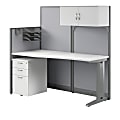 Bush Business Furniture Office in an Hour 65"W Straight Cubicle Desk With Storage, Drawers And Organizers, Pure White, Standard Delivery 1 thumbnail image