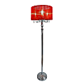 Elegant Designs Sheer Shade Floor Lamp, 61 1/2", Red Shade/Chrome Base