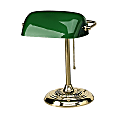 Ledu Traditional Banker's Lamp, 14"H, Green Shade