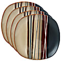 Hometrends Bazaar 4-Piece Soft Square Stoneware Salad Plate Set, 8-1/2”, Striped Brown 1 thumbnail image