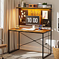 Bestier 40"W Computer Desk With Hutch, Power Outlet, RGB LED Lights And Pegboard, Rustic Brown 1 thumbnail image