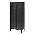 Mr. Kate Luna Tall 32"W 2-Door Accent Cabinet With Fluted Glass, Black