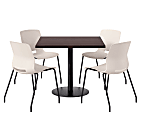KFI Studios Proof Cafe Pedestal Table With Imme Chairs, Square, 29”H x 42”W x 42”W, Cafelle Top/Black Base/Moonbeam Chairs
