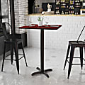 Flash Furniture Laminate Square Table Top With Bar-Height Table Base, 43-1/8"H x 30"W x 30"D, Mahogany/Black