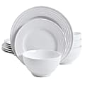 Gibson Home Plaza Café Dinnerware Set, White, Set Of 12