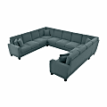 Bush® Furniture Stockton 137"W U-Shaped Sectional Couch, Turkish Blue Herringbone, Standard Delivery