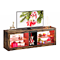 Bestier TV Stand With Adjustable Glass Shelves & RGB Lights For 55" TVs, 18-1/2"H x 55-1/8"W x 13-3/4"D, Rustic Brown