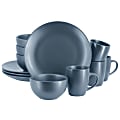 Gibson Home Everyday Plus 12-Piece Round Stoneware Dinnerware Set, Blue 1 thumbnail image