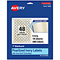 Avery® Pearlized Permanent Labels With Sure Feed®, 94606-PIP10, Starburst, 1", Ivory, Pack Of 480 Labels