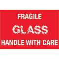 Tape Logic® Preprinted Labels, DL1066, Fragile — Glass — Handle With Care, Rectangle, 2" x 3", Red/White, Roll Of 500