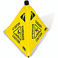 Rubbermaid Commercial 30" Pop-Up Caution Safety Cone - Print/Message "CAUTION" , "Attention" , "Cuidado" - 9S0100YLCT 1 thumbnail image