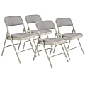 National Public Seating 2200 2-Hinge Folding Chairs, Gray, Set Of 4 Chairs