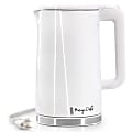 MegaChef 1.7 Quart Double Wall Stainless Steel Electric Tea Kettle in White 1 thumbnail image