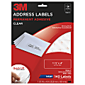 3M™ Clear Inkjet Address Labels, 1 1/3" x 4", Pack Of 140 1 thumbnail image