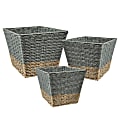 Honey-Can-Do Square Nesting Seagrass 2-Color Baskets, Medium Size, Natural/Gray, Set Of 3 1 thumbnail image