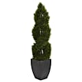 Nearly Natural Double Pond Cypress Spiral Topiary 60”H Artificial UV Resistant Indoor/Outdoor Tree With Planter, 60”H x 18”W x 11”D, Green 1 thumbnail image