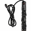 Sanus Surge Protected 8 Outlet Power Strip - 6 Rotating and 2 Fixed Outlets - Black - 8 x AC Power - 8 ft Cord - 2160 J Surge Energy - Keyhole-mountable, Wall Mountable, Cabinet Mountable - Black