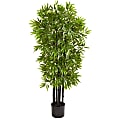 Nearly Natural 51"H UV-Resistant Bamboo Artificial Tree, 51"H x 18"W x 17"D, Black/Green