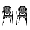 Flash Furniture 2 Pack Lourdes Indoor/Outdoor Commercial Thonet Bistro Stacking Chair with Arms, Black & White/Black Frame -2SDA6422ABKWBK 1 thumbnail image
