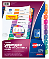 Avery® Ready Index® 1-10 Tab Binder Dividers With Customizable Table Of Contents, 8-1/2" x 11", 10 Tab, White/Multicolor, Pack Of 3 Sets