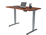 Loctek Electric Height-Adjustable Stand-Up Desk, Gray/Mahogany 1 thumbnail image