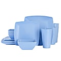 Gibson Home Grayson 16-Piece Melamine Square Dinnerware Set, Blue 1 thumbnail image