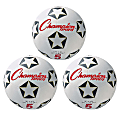 Champion Sports Rubber Soccer Balls, Size 5, White/Black, Pack Of 3 Balls 1 thumbnail image