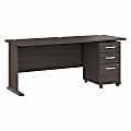 Bush® Business Furniture Studio A 72"W Computer Desk With 3-Drawer Mobile File Cabinet, Storm Gray, Standard Delivery