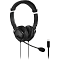 Kensington Classic USB-C Headset with Mic - Stereo - USB Type C - Wired - Over-the-head - Binaural - Circumaural - 6 ft Cable - Noise Cancelling Microphone - Noise Canceling