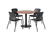 KFI Studios Midtown Pedestal Round  Table Set With Armless Chairs, 31-3/4”H x 22”W x 19-3/4”D, River Cherry Top/Black Base/Black Chairs, 840031939883 1 thumbnail image