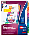 Avery® Ready Index® 1-15 Tab Binder Dividers With Customizable Table Of Contents, 8-1/2" x 11", 15 Tab, White/Multicolor, Pack Of 3 Sets