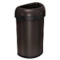 simplehuman® Semi-Round Open-Top Commercial Stainless-Steel Trash Can, 16 Gallons, 29-9/10"H x 18-1/2"W x 13-1/10"D, Dark Bronze 1 thumbnail image