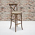 Flash Furniture HERCULES Series Wood Barstool With Cross Back And Cushion, Dark Antique