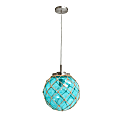 Elegant Designs Buoy Netted Glass Hanging Pendant, 12"W, Clear/Aqua Shade/Brushed Nickel Base