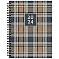 2024 TF Publishing Medium Weekly/Monthly Planner, 8” x 6-1/2”, Neutral Plaid, January To December