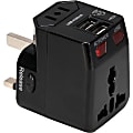 QVS Premium World Travel Power Adaptor with Surge Protection & 2.1A Dual-USB Charger - 120 V AC, 230 V AC Input - 5 V DC Output - 2.10 A - Black - 1 1 thumbnail image