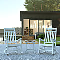 Flash Furniture Winston All-Weather Poly Resin Rocking Chairs With Accent Side Table, White 1 thumbnail image