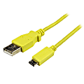 StarTech.com 1m Yellow Mobile Charge Sync USB to Slim Micro USB Cable for Smartphones and Tablets - A to Micro B M/M - 3.28 ft USB Data Transfer Cable for Smartphone, Tablet - First End: 1 x Type A Male USB - Second End: 1 x Type B Male Micro USB