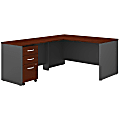 Bush Business Furniture 60"W L-Shaped Corner Desk With 3-Drawer Mobile File Cabinet, Hansen Cherry/Graphite Gray, Standard Delivery