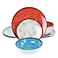 Elama Pryce 12-Piece Melamine Dinnerware Set, Assorted Colors 1 thumbnail image