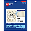 Avery® Pearlized Permanent Labels With Sure Feed®, 94608-PIP100, Starburst, 2-1/4", Ivory, Pack Of 1,200 Labels 1 thumbnail image