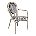 Flash Furniture Marseille Indoor/Outdoor Commercial Thonet Bistro Stacking Chair with Arms, Black & White/Light Natural Frame -SDA6422ATXTBWLN 1 thumbnail image