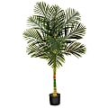 Nearly Natural Golden Cane Palm 60”H Artificial Plant With Planter, 60”H x 20”W x 20”D, Green/Black