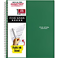 Five Star® Wirebound Notebook, 8" x 10-1/2", 1 Subject, Wide Ruled, 100 Sheets, Forest Green