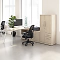 Bush Business Furniture Vista 72"W Corner Desk with Metal Legs, Low Storage Cabinet, and Wardrobe, Natural Elm, Standard Delivery 1 thumbnail image