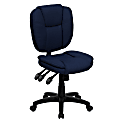 Flash Furniture Fabric Mid-Back Multifunction Ergonomic Swivel Task Chair, Navy Blue/Black