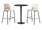 KFI Studios Proof Bistro Round Pedestal Table With Imme Barstools, 2 Barstools, Cafelle/Black/Moonbeam Stools